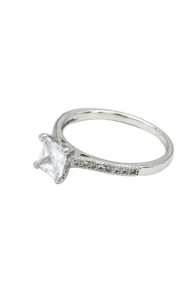 square crystal earrings ring set