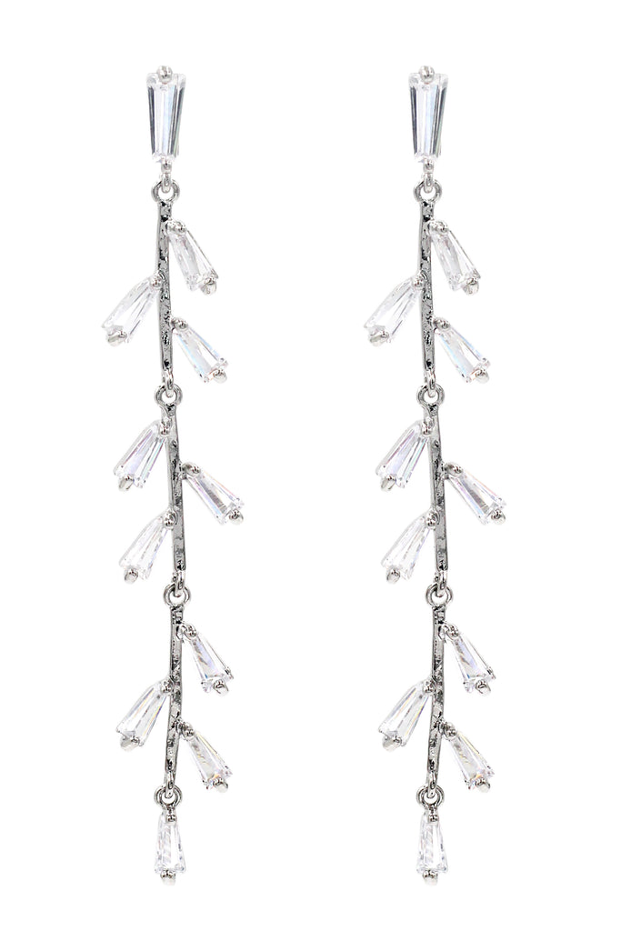 elegant tree branch crystal earrings