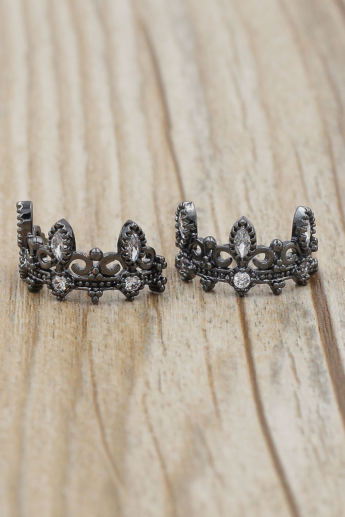 fashion crown crystal earrings