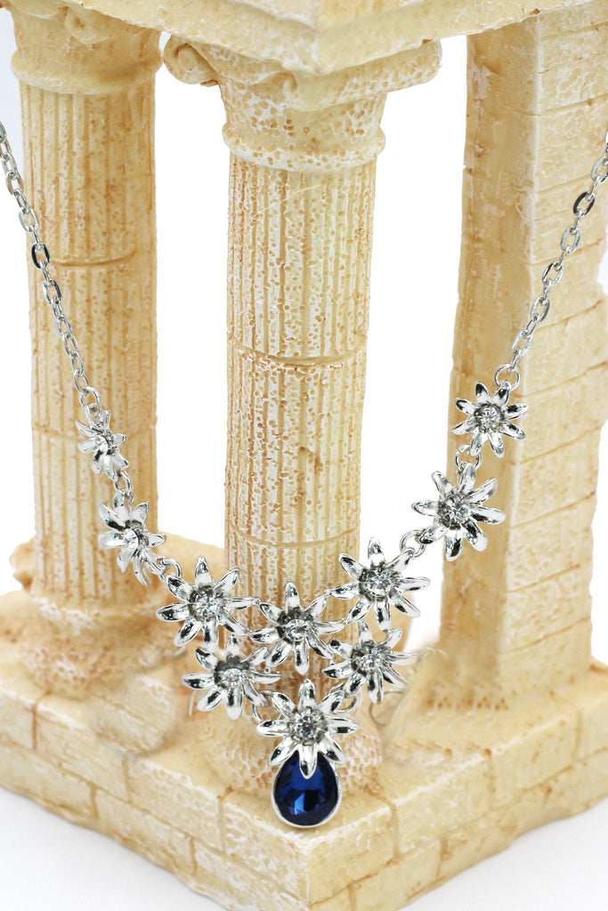 brilliant flower crystal necklace earrings set