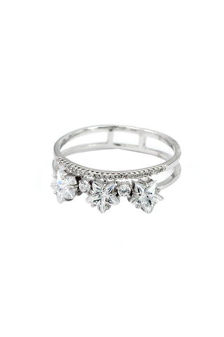fashion silver four-claw crystal ring