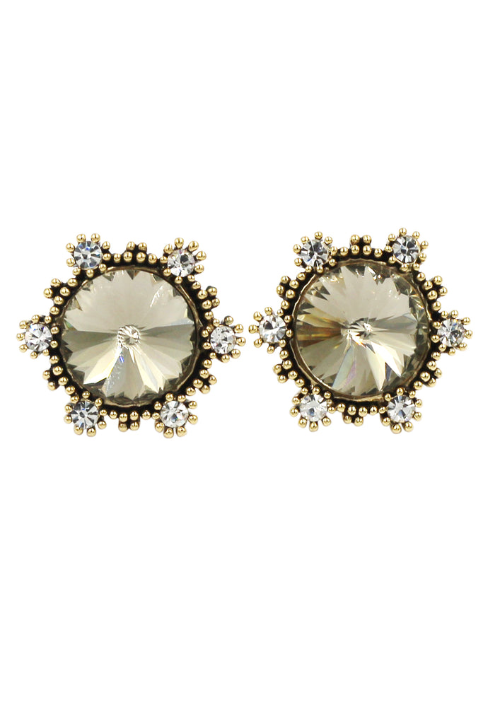 fashion sunflower crystal golden earrings