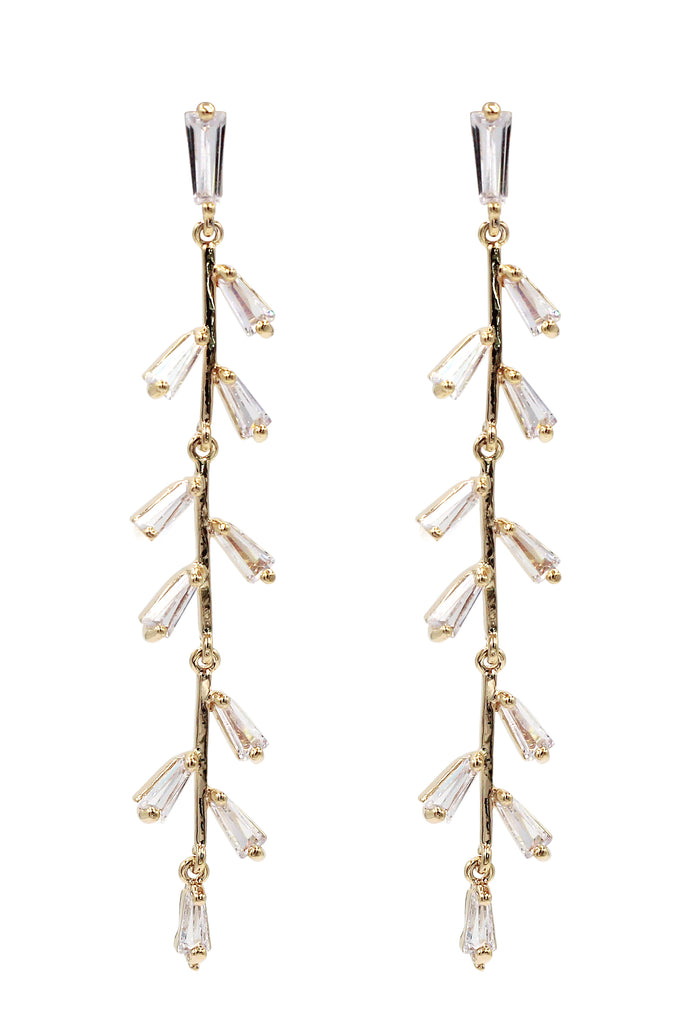 elegant tree branch crystal earrings