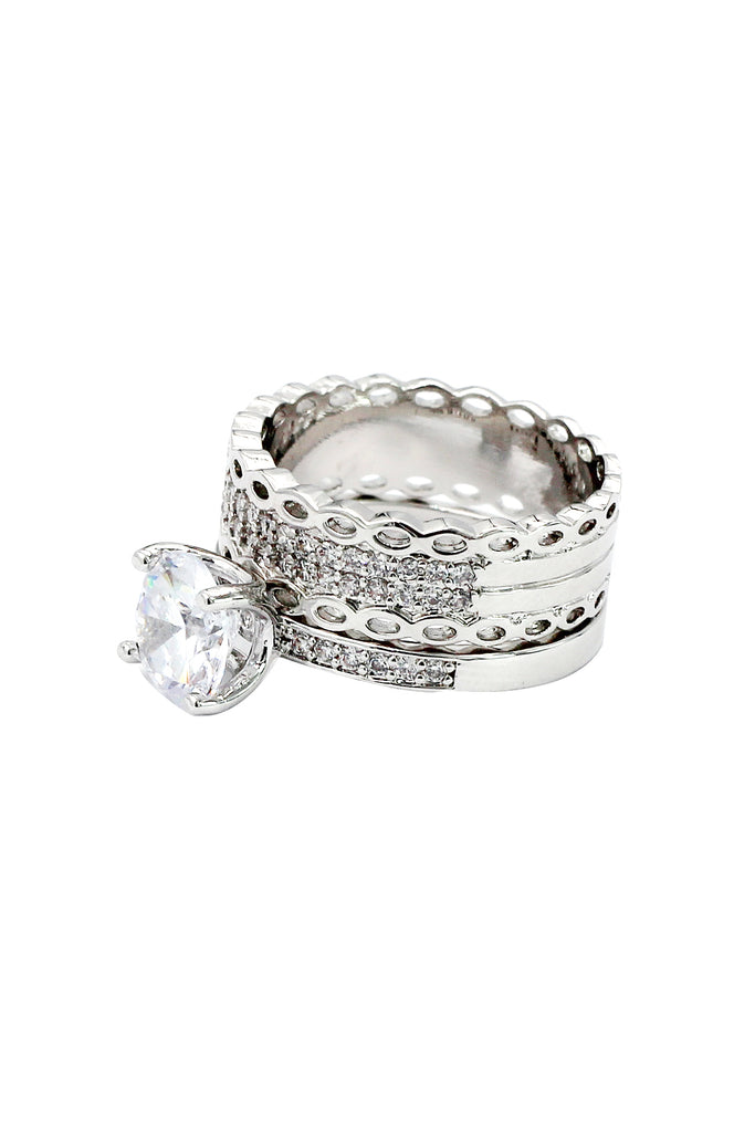 fashion triple silver ring