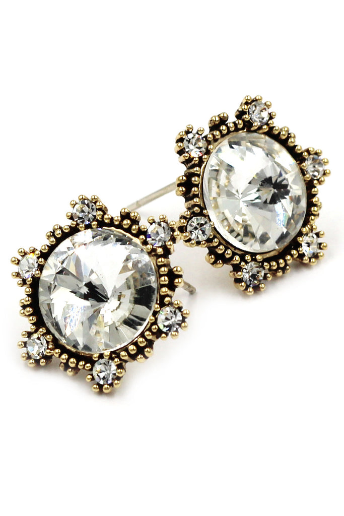 fashion sunflower crystal golden earrings