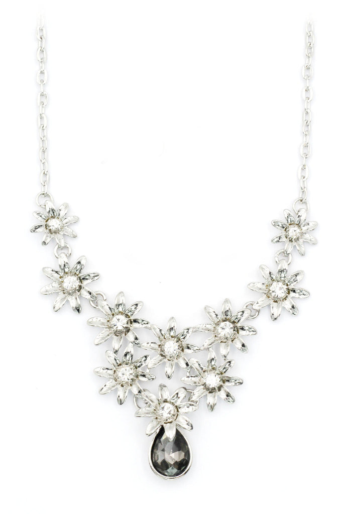 brilliant flower crystal necklace earrings set