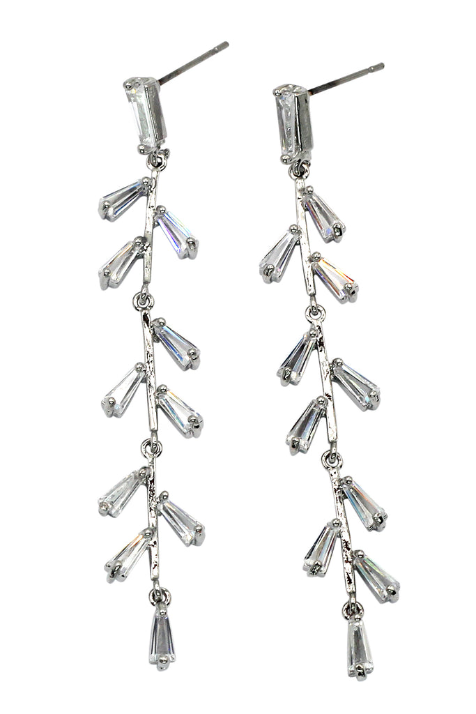 elegant tree branch crystal earrings