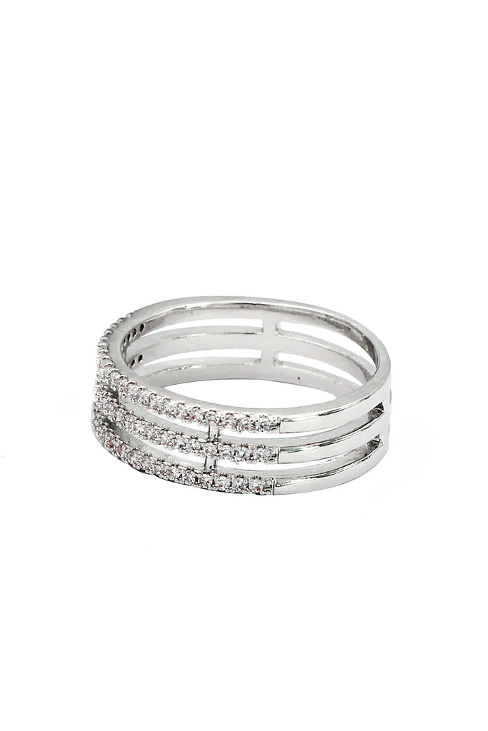 fashion three-tiered crystal ring
