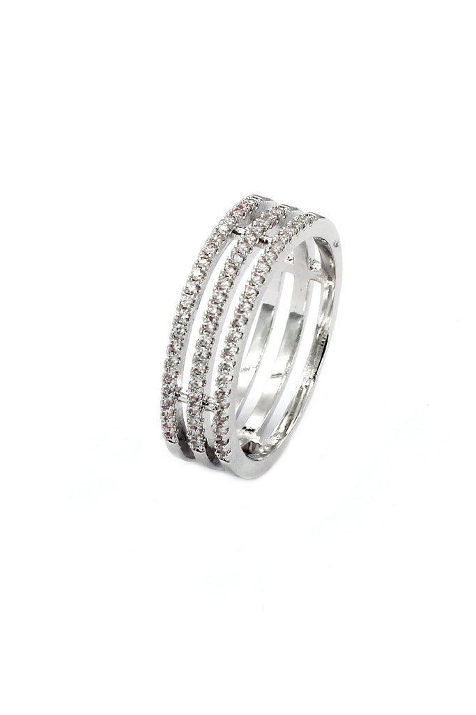 fashion three-tiered crystal ring