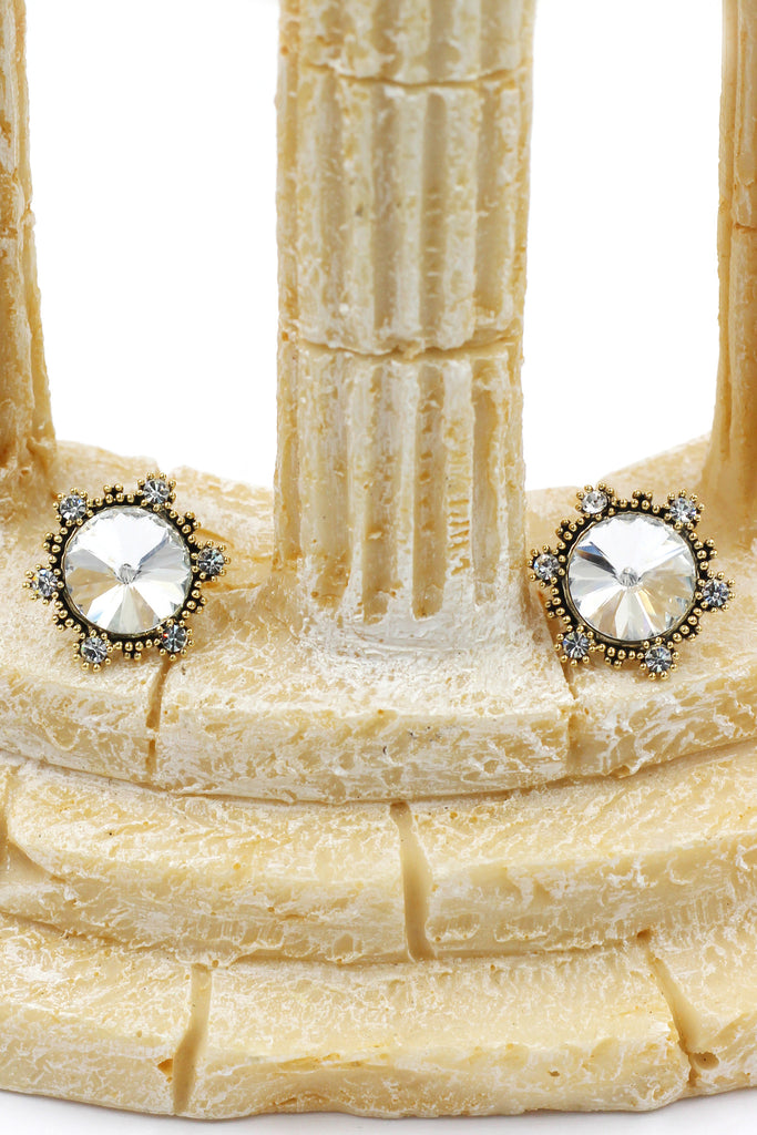 fashion sunflower crystal golden earrings