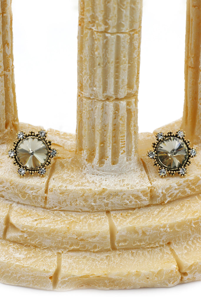 fashion sunflower crystal golden earrings