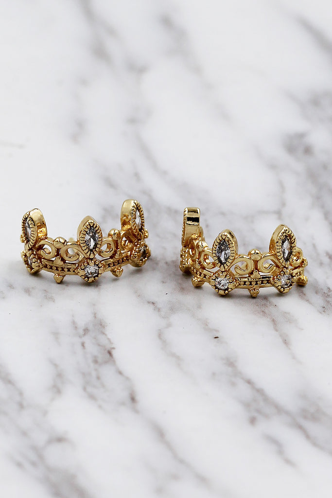 fashion crown crystal earrings