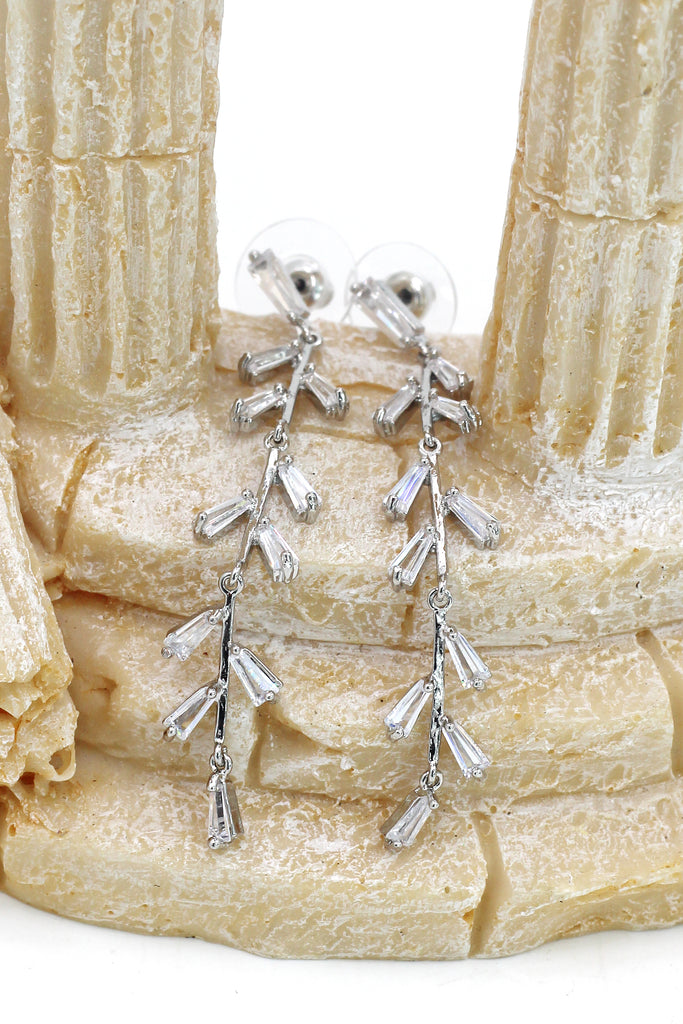 elegant tree branch crystal earrings