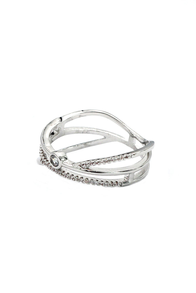 silver irregular crystal ring