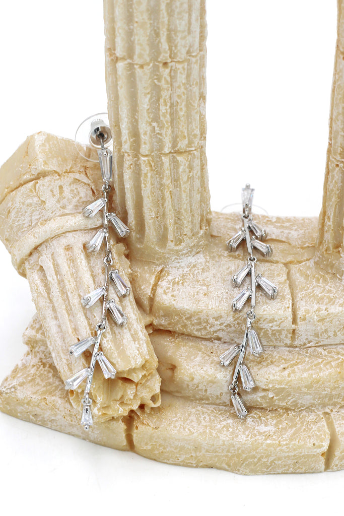 elegant tree branch crystal earrings