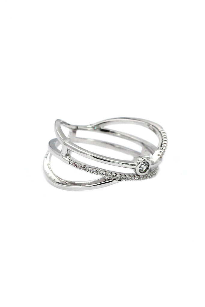 silver irregular crystal ring