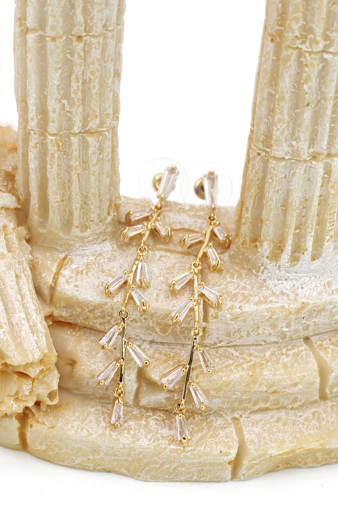 elegant tree branch crystal earrings