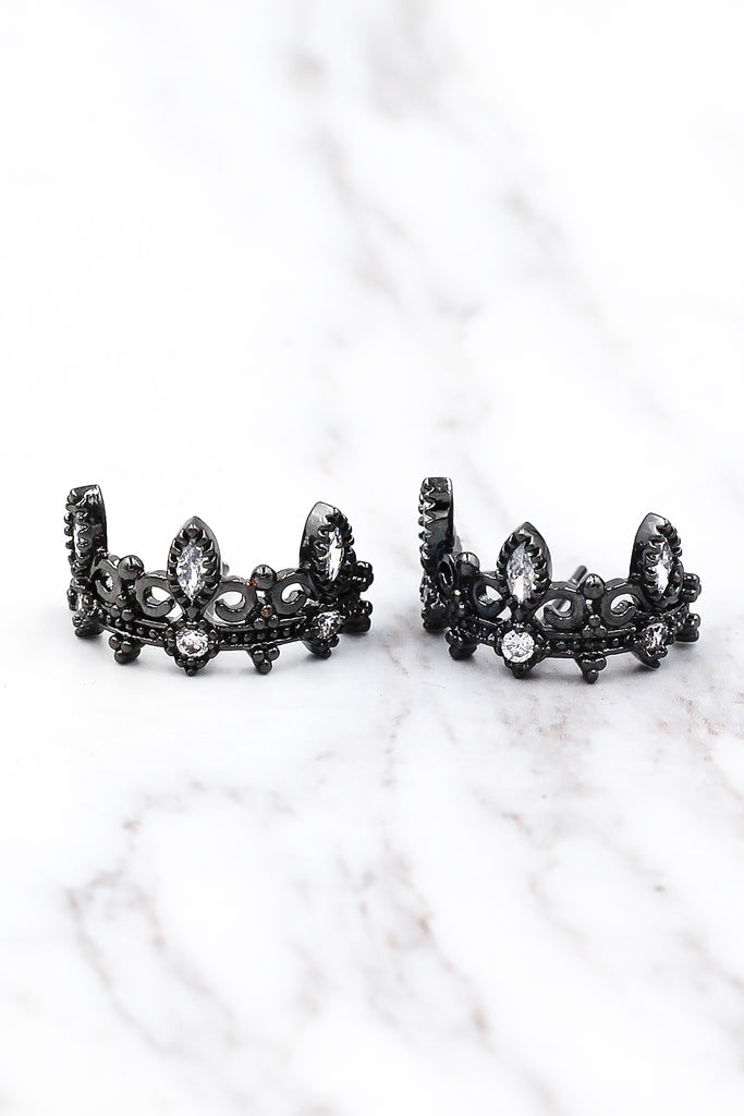 fashion crown crystal earrings