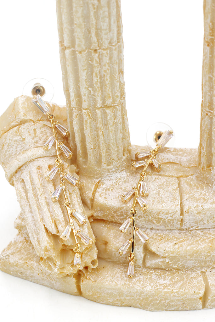 elegant tree branch crystal earrings