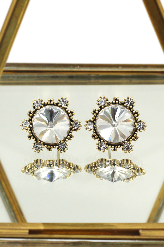 fashion sunflower crystal golden earrings