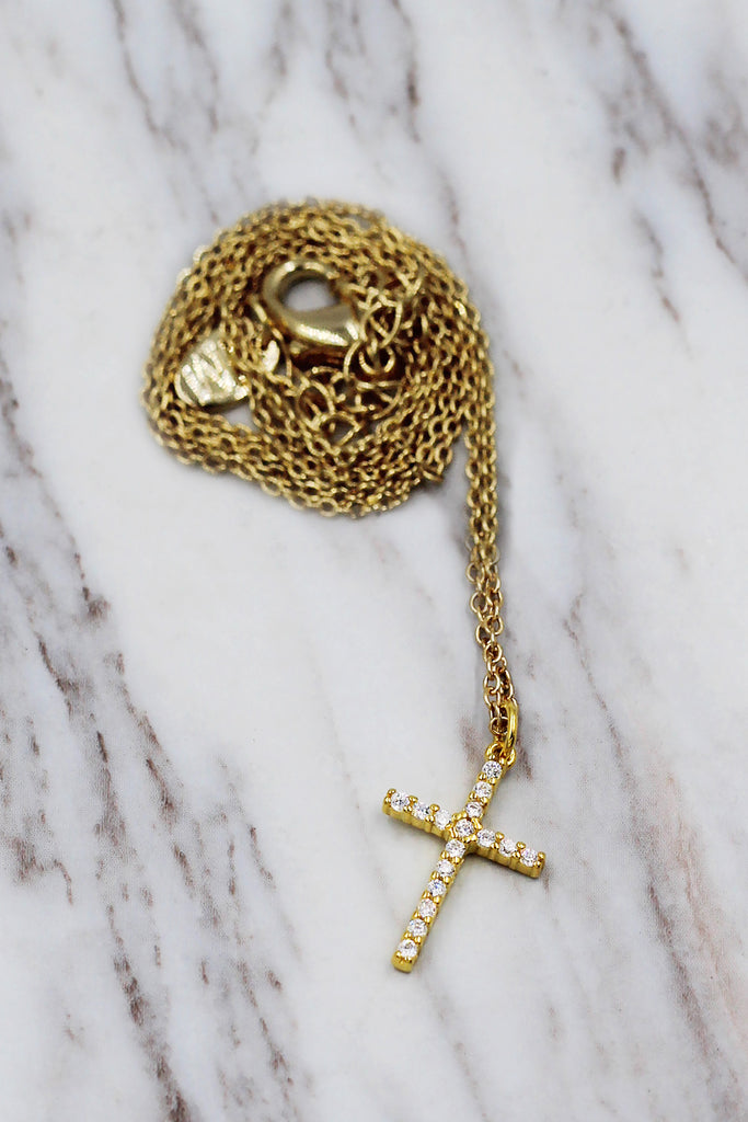 fashion cross crystal pendant necklace