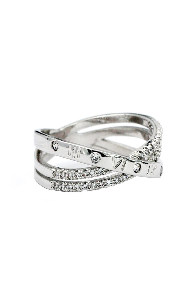 fashion cross double crystal ring