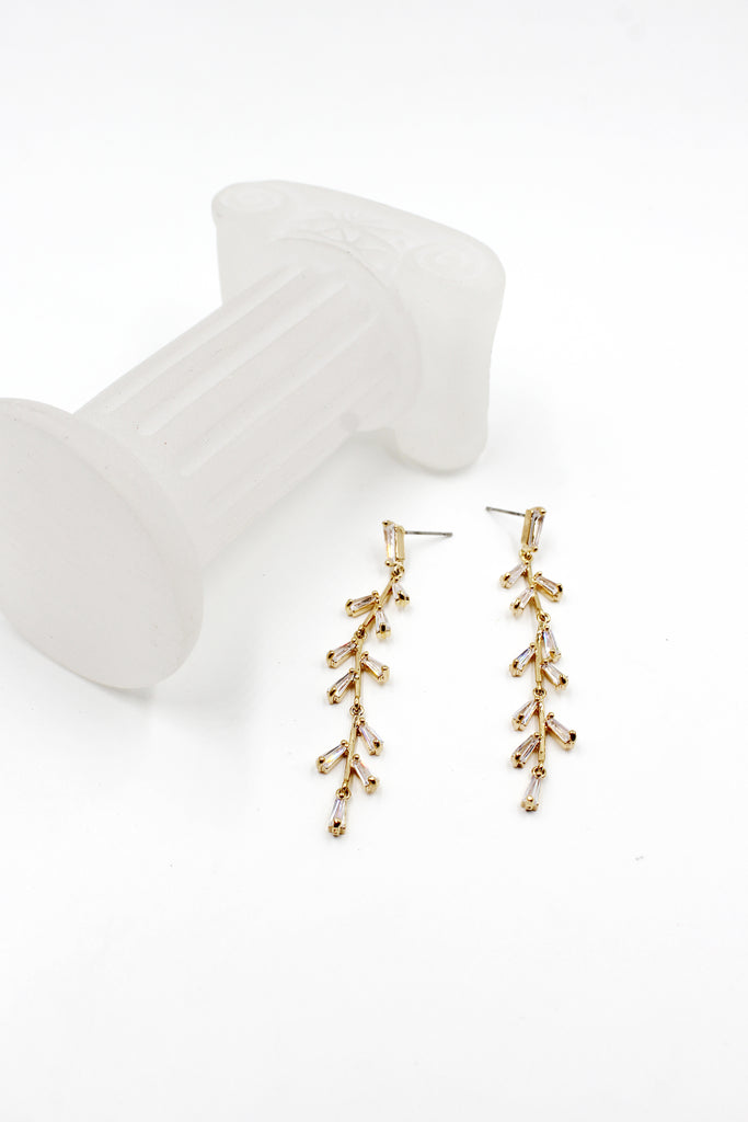 elegant tree branch crystal earrings
