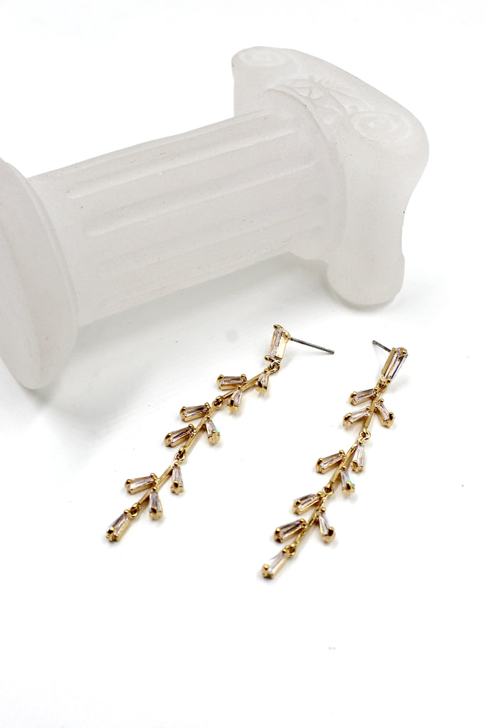 elegant tree branch crystal earrings