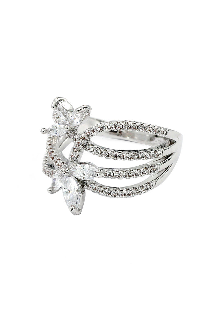 fashion elegant silver crystal ring
