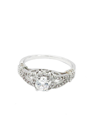 concise silver crystal ring