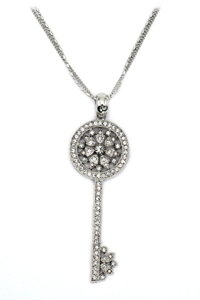 charming key twice silver necklace