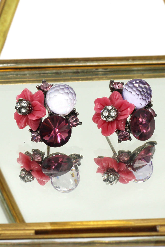 pretty shells flower crystal earrings
