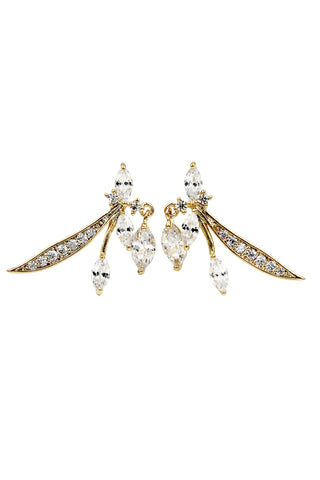 lady crystal long silver earrings