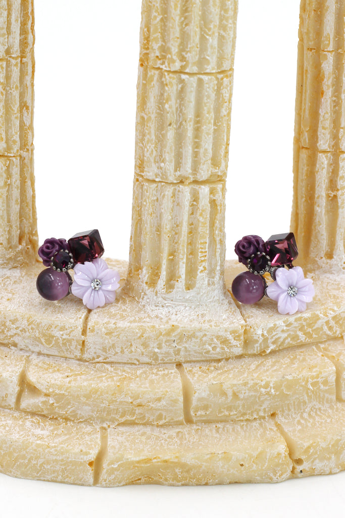 lovely shells flower crystal earrings