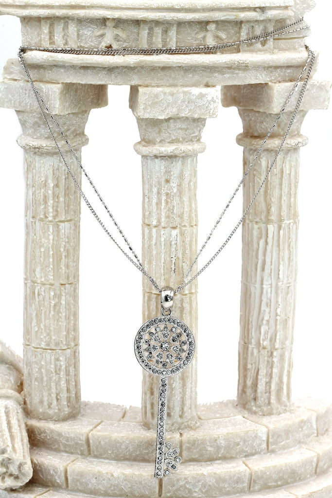 charming key twice silver necklace