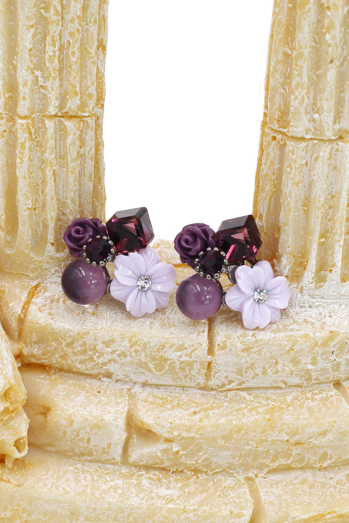 lovely shells flower crystal earrings