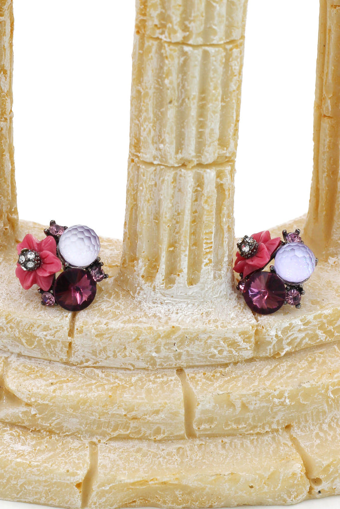 pretty shells flower crystal earrings