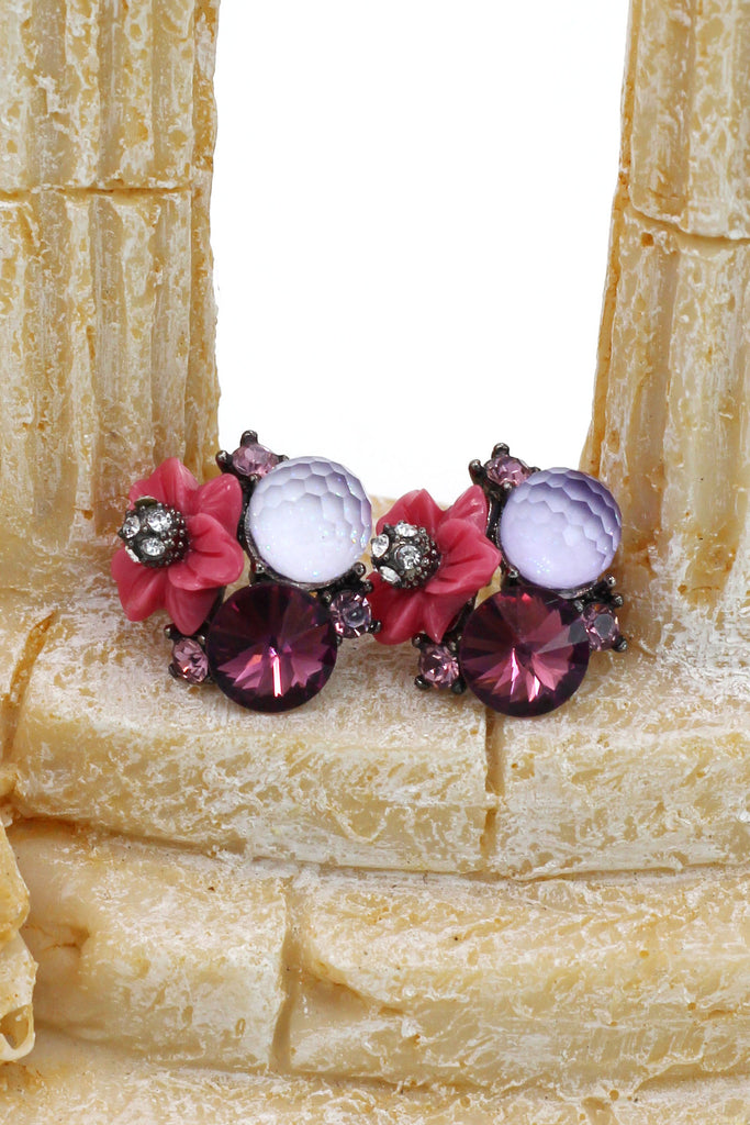 pretty shells flower crystal earrings