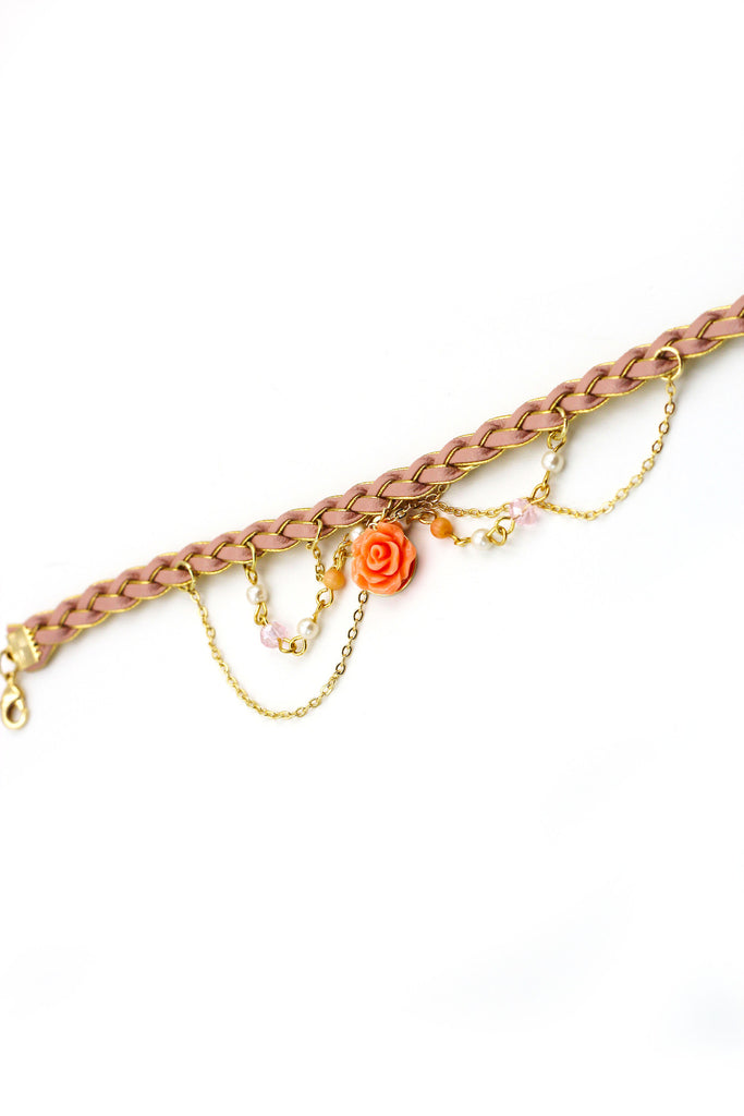 Lovely rose pink ankle bracelet