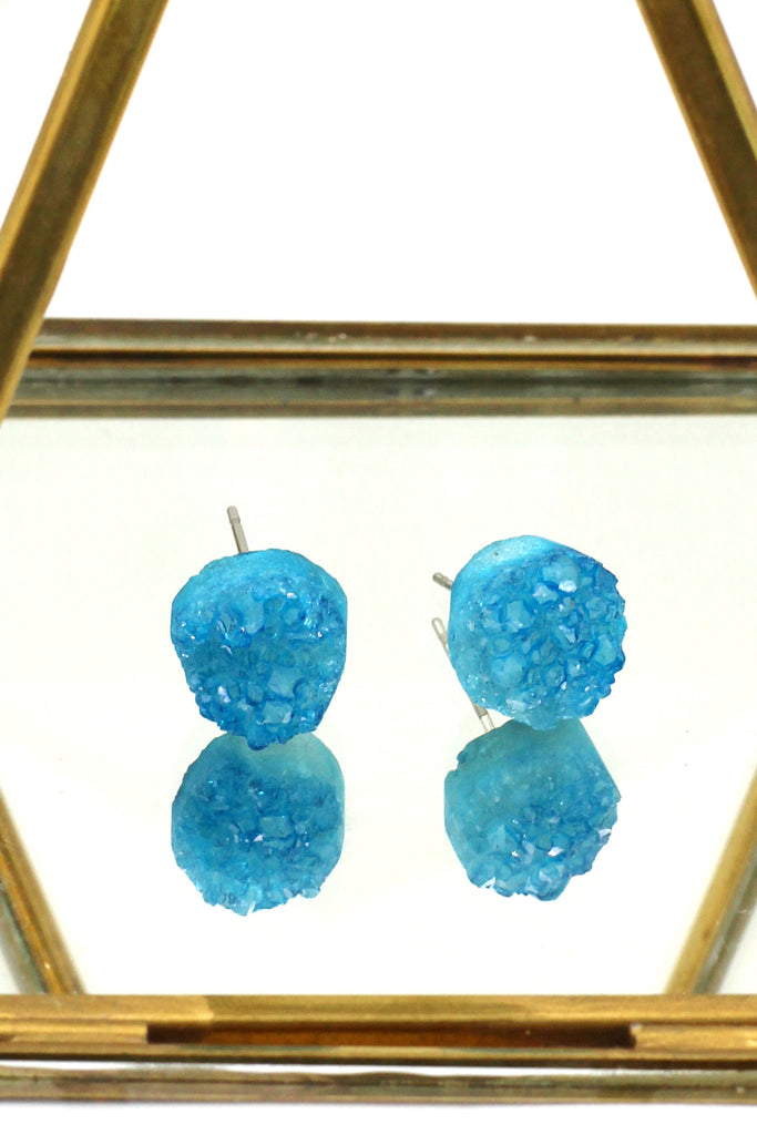 simple gradual change color crystal earrings