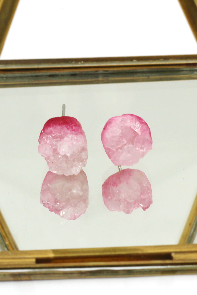 simple gradual change color crystal earrings