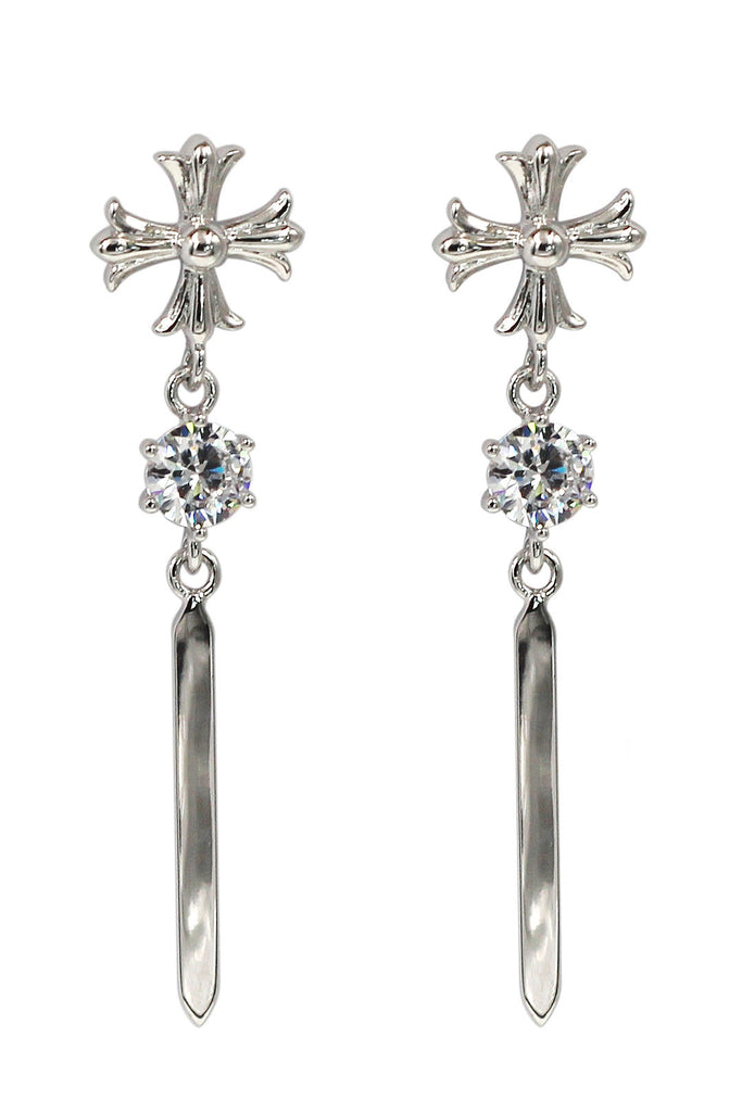 classic cross crystal earrings necklace set