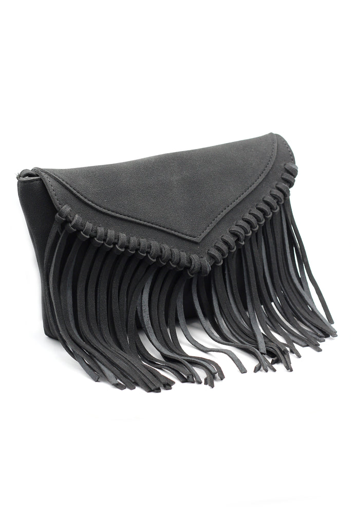 fringed suede shoulder small purse