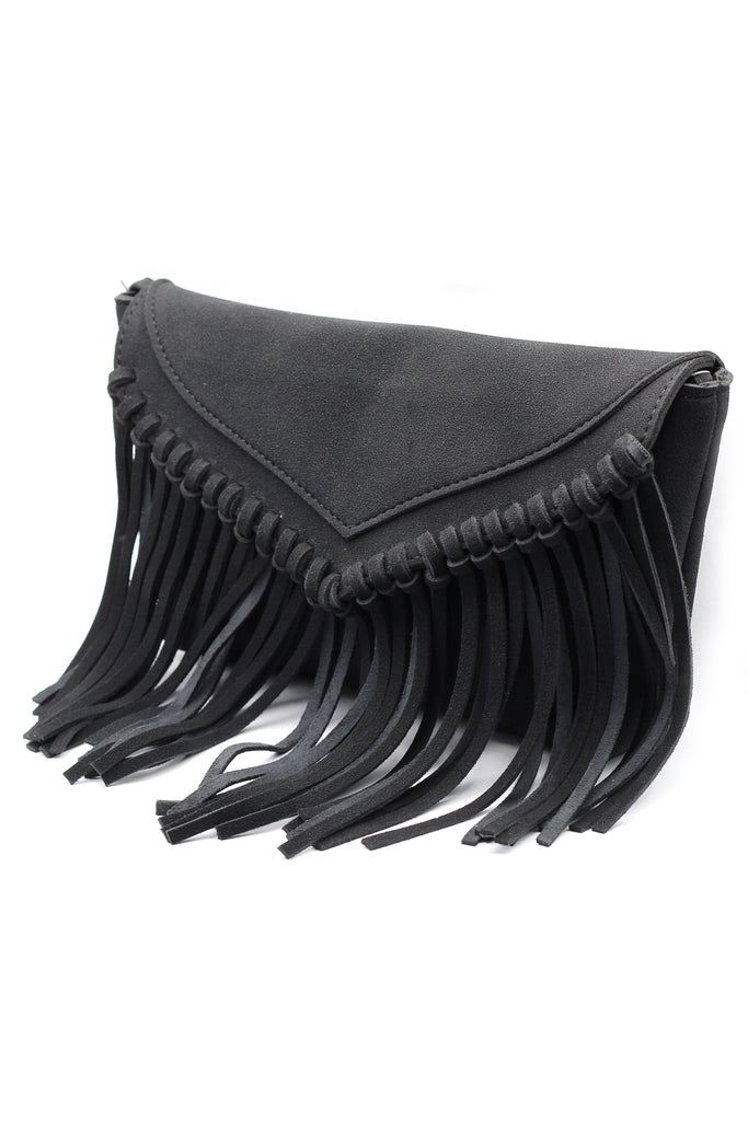 fringed suede shoulder small purse