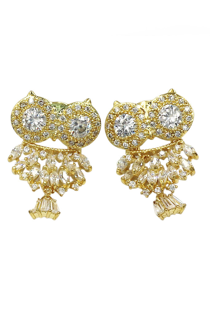 lovely crystal pendant owl earrings