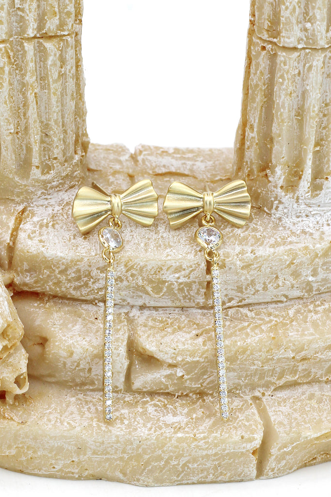 bow tassel flashing crystal earrings