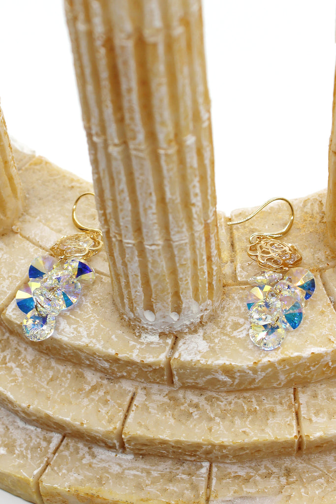 lady swarovski crystal rose earrings