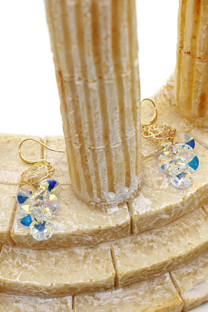 lady swarovski crystal rose earrings