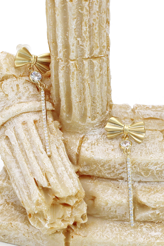 bow tassel flashing crystal earrings