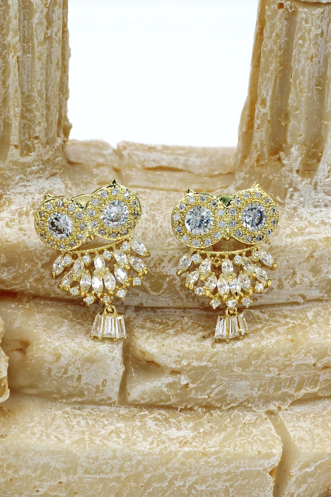 lovely crystal pendant owl earrings